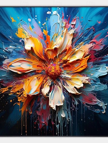  peinture à l'huile florale texturée et impasto