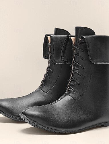 Botas renascentistas medievais masculinas com cadarço, calçado clássico estilo retrô para cosplay, apresentações teatrais, festivais e reconstituições históricas   Botas renascentistas medievais masculinas com cadarço, calçado clássico estilo retrô para cosplay, apresentações teatrais, festivais e reconstituições históricas