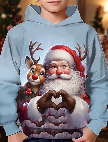 Karácsony Fiú 3D Grafika Mikulás Jávorantilop Kapucnis felsőrész Hosszú ujj Tavasz Ősz Divat Utcai sikk Gyerekek 4-12 év Kapucni Szabadtéri Hétköznapi Napi Normál   Karácsony Fiú 3D Grafika Mikulás Jávorantilop Kapucnis felsőrész Hosszú ujj Tavasz Ősz Divat Utcai sikk Gyerekek 4-12 év Kapucni Szabadtéri Hétköznapi Napi Normál