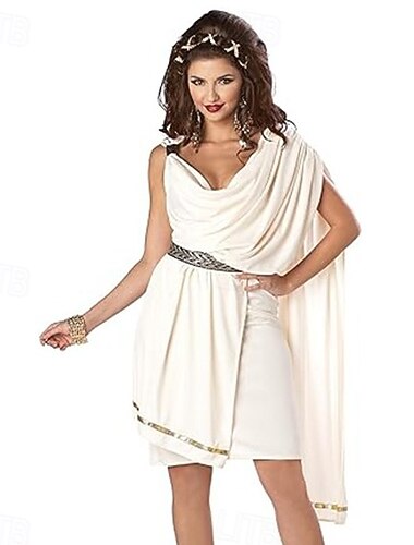  Ancient Greek Roman Fancy Costume Toga Dress Goddess Fancy Dress Women's Fantasy Halloween Carnival Performance Party Adults Dress Belt