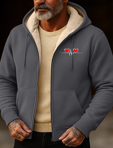  Homens Moletom Full Zip Hoodie Moletom de lã Moletom com capuz forrado de lã Adamascado Preto Vermelho Vinho Azul Com Capuz Tecido Zip Up Desportos e Ar livre Casual Diário Roupa de rua Legal Roupa