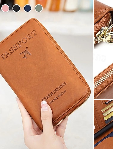  Multifunktionale RFID-Reisepasshülle aus Leder für Damen, langer Reisedokumentenhalter, große Kapazität, einfache, stilvolle Mehrzweck-Karten-Organizer-Clutch-Geldbörse für den täglichen Gebrauch