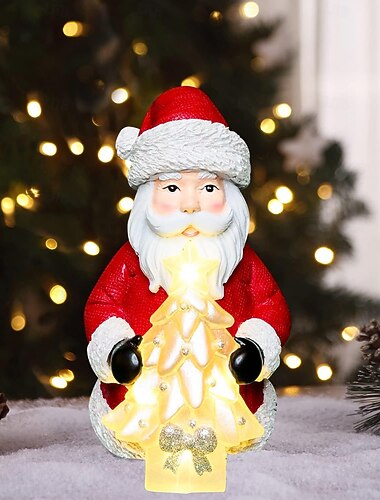  Lumânărea decorativă LED luminoasă Moș Crăciun om de zăpadă și ren din rășină 6×3inch alimentată cu baterii AAA pentru dormitor birou sufragerie decorare de vacanță pe birou