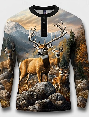  Pánské Sob Tričko Henley Dlouhý rukáv Módní Roztomilý Denní Ležérní Dovolená Jdeme ven Zima Jaro & podzim Černá Henley Tričko Henley