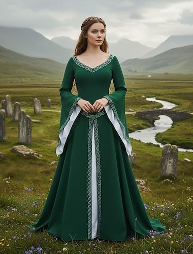  Retro vintage Middeleeuws Renaissance Jurken Fancy kostuum Viking Keltische ridder Kostuum Dames Keltisch Halloween Carnaval Prestatie LARP Ren Faire Volwassenen Kleding