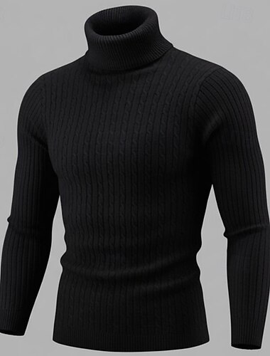 Herren Pullover Rollkragenpulli Zur Seite fahren Stricken Strick Geflochten Feste Farbe Rollkragen Vintage-Stil Weich Heim Täglich Bekleidung Winter Herbst Schwarz Wein S M L   Herren Pullover Rollkragenpulli Zur Seite fahren Stricken Strick Geflochten Feste Farbe Rollkragen Vintage-Stil Weich Heim Täglich Bekleidung Winter Herbst Schwarz Wein S M L