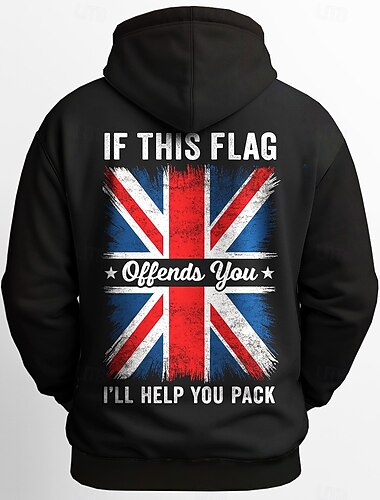  Herren Flagge UK Kapuzensweatshirt Pullover Sport Mode Rundhalsausschnitt Outdoor Büro Streetwear Schwarz Rote Kordelzug 3D Herbst Winter Designer