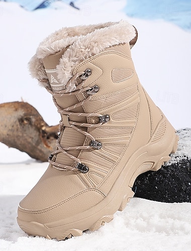  stivali da neve invernali impermeabili da uomo con fodera in pelliccia, suola antiscivolo, scarpe da trekking calde per il freddo
