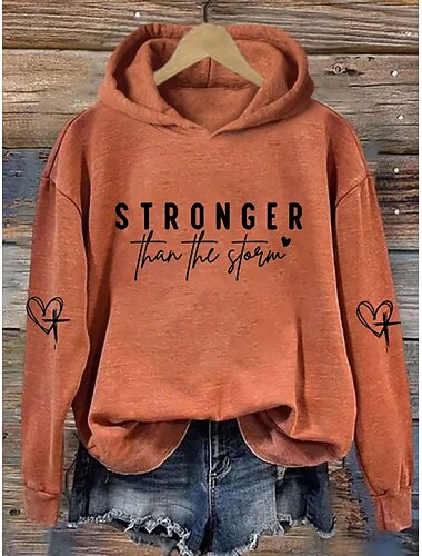 Per donna Felpa con cappuccio Grafico Lettera Casual Manica Lunga Con Cappuccio Top Regolari Abbigliamento da sera Streetwear Abbigliamento Quotidiano Nero Bianco Blu Arancione Primavera Autunno