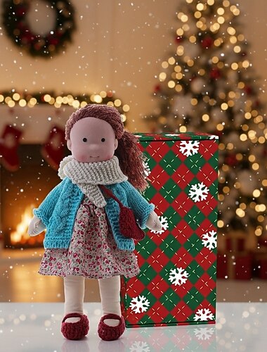  Håndlaget waldorfdukke til babyjente med koselige klær - 11,8 tommers myk plysjdukke med gaveeske for småbarn, ideell julegave til jenter og barn