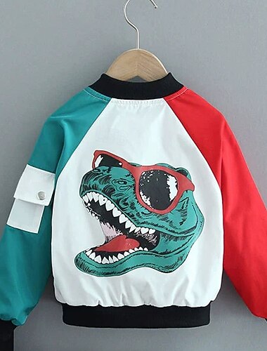  Bambini Unisex Giacche da baseball Capispalla Blocco di colori Manica Lunga Cerniera Cappotto All'aperto Moda Quotidiano Nero Verde Primavera Autunno Dai 4 anni in su