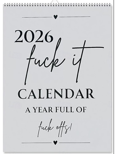 f*ck it 2026 spiralbunden väggkalender rolig fetstil handritad graffitistil månadsplanerare hängande kalender hemmakontor dekorativ humoristisk schemaorganisatör   f*ck it 2026 spiralbunden väggkalender rolig fetstil handritad graffitistil månadsplanerare hängande kalender hemmakontor dekorativ humoristisk schemaorganisatör