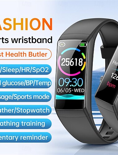  bk05 braccialetto intelligente alla moda con schermo da 0,96 pollici, misuratore di temperatura corporea, frequenza cardiaca, ossigeno nel sangue, pressione sanguigna, braccialetto fitness