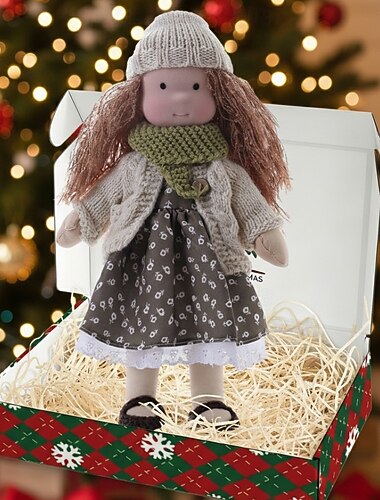  Håndlaget waldorfdukke til babyjente med koselige klær - 11,8 tommers myk plysjdukke med gaveeske for småbarn, ideell julegave til jenter og barn
