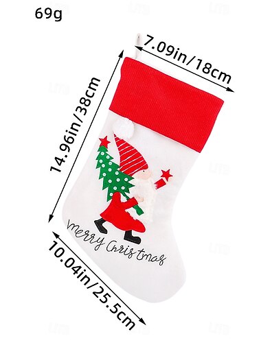  1 stk. julestrømpe godteri gavepose til barn høytidsfestdekorasjon julenissen tre hengende ornament julegodteriholder gavepose