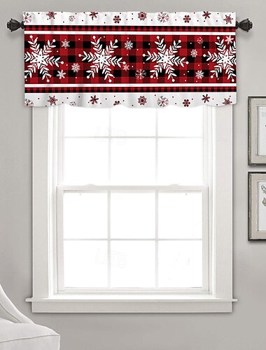  Jul Kafé Gardiner med Fargerike Lys Tegneserie Trykt Liten Vindu Valance Kjøkken Vask Skap Xmas Ferie Dekorativ Kort Gardin