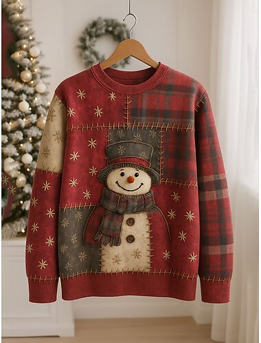 Damen Pullover Sweatshirt Grafik Schneemann Lässig Langarm Rundhalsausschnitt Normale Oberteile Straße Lässig Ferien Druck Rote Blau Purpur Grün Frühling Herbst Winter   Damen Pullover Sweatshirt Grafik Schneemann Lässig Langarm Rundhalsausschnitt Normale Oberteile Straße Lässig Ferien Druck Rote Blau Purpur Grün Frühling Herbst Winter