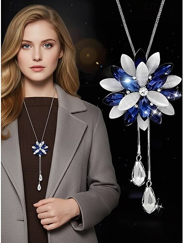  dames sneeuwvlok hanger ketting - elegante lange ketting sieraden met kristal accenten voor dames, wintermode & kerstcadeau