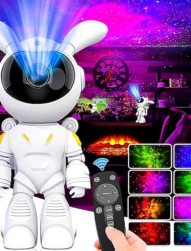  Astronautstjerneprojektor LED-galaksestjernenattlys planetariumprojektor med timer og fjernkontroll projektorlys for soveromstaket, gave til barn