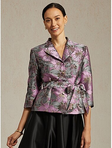 Damen Elegante Oberteile Blumen Elegant Damen Stilvoll Dreiviertelarm Hemdkragen Normale Oberteile Hochzeitsgast Arbeit Abendgesellschaft Purpur Frühling Herbst Winter   Damen Elegante Oberteile Blumen Elegant Damen Stilvoll Dreiviertelarm Hemdkragen Normale Oberteile Hochzeitsgast Arbeit Abendgesellschaft Purpur Frühling Herbst Winter