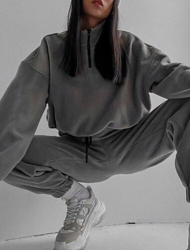  Per donna Attivo Streetwear Blusa Felpa con Cappuccio Set di Pantaloni Manica Lunga Con Cappuccio Tinta unica Coulisse All'aperto Quotidiano Ferie Nero Bianco Rosso Autunno Vestibilità regolare