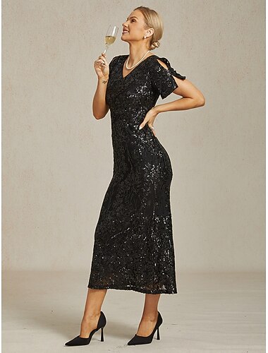  Damen Maxikleid Etui-Kleid Trompeten- Meerjungfrauenkleid Elegant Party Cocktail Kalter Schulter-Ärmel Abendgesellschaft Cocktailparty Blumen Kurzarm V Ausschnitt Schwarz Sommer Frühling Herbst Winter