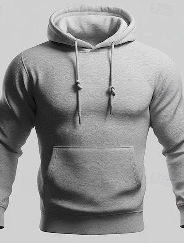  Men's Hoodie Black White Yellow Pink Wine Hooded Plain Pocket Sports & Outdoor Daily Holiday Polyester Streetwear Basic Casual Spring Autumn / Fall Clothing Apparel Hoodies Sweatshirts