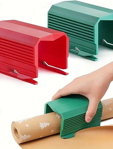  Řezačka na vánoční balicí papír, vysoce přesný ruční řezací nástroj s čepelí, přenosný řezací nástroj na scrapbooking, ideální pro narozeninové dárky, domácí i kancelářské použití