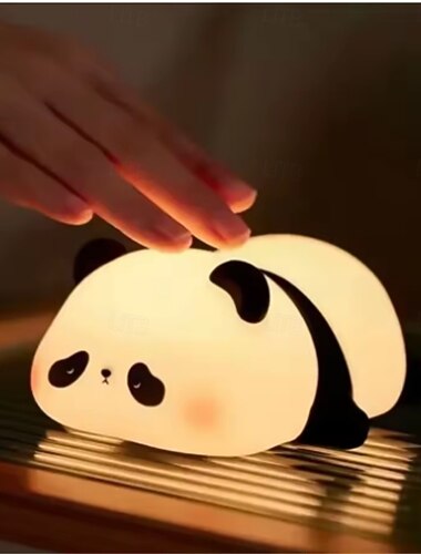  LED Night Light Lying Flat Duck Panda Pig Silicone USB Charging Bedside with Sleep Night Light Pat Dimming Atmosphere Table Lamp Gift