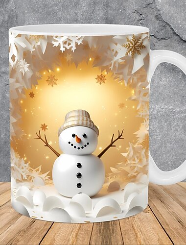  Χριστουγεννιάτικη κούπα δώρου 3d χιονάνθρωπος 12oz, χαριτωμένο κεραμικό φλιτζάνι καφέ διακοπών, εορταστική κούπα τσαγιού ζεστής σοκολάτας για το χειμώνα, χριστουγεννιάτικο πάρτι, γραφείο, συλλεκτική
