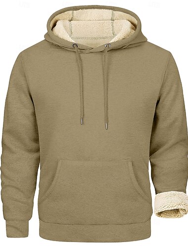  Homme Sweat à capuche Sweat à capuche en polaire Sweat à capuche doublé en polaire Abricot Noir Blanche Vert Véronèse Rouge À capuche Uni Avec Poches Sport & Loisir Occasionnel Quotidien Streetwear