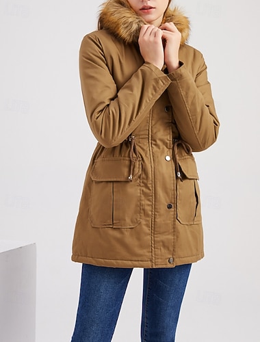 نسائي معطف شتوي حديقة الدفء مريح سحاب جيب طوق الفراء كاجوال سهل عطلة مناسب للبس اليومي مناسب للخارج عطلة نهاية الاسبوع عادية مع قبعة عادي كم طويل ملابس خارجية أسود نبيذ كاكي الخريف الشتاء   نسائي معطف شتوي حديقة الدفء مريح سحاب جيب طوق الفراء كاجوال سهل عطلة مناسب للبس اليومي مناسب للخارج عطلة نهاية الاسبوع عادية مع قبعة عادي كم طويل ملابس خارجية أسود نبيذ كاكي الخريف الشتاء