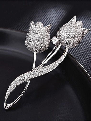  Броши Классический Цветы Мода Брошь Бижутерия Серебряный Золотой Назначение Свадьба Для вечеринок Подарок Обручение Выпускной фестиваль
