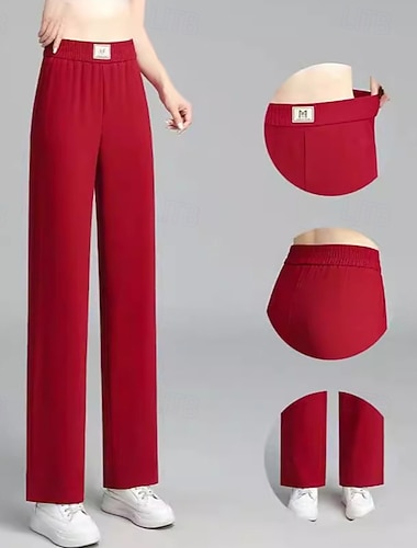  Naisten Suoralahkeiset housut Oleskeluhousut Korka vyötärö Kuntosali Ulkoilu Juoksu Alaosat Yhtenäinen väri Musta Punainen Vihreä Urheilu Urheiluvaatteet