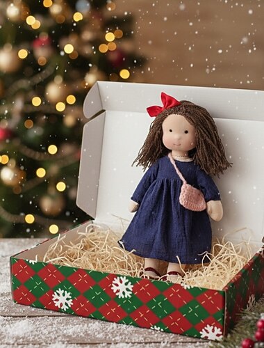  Håndlaget Waldorf dukke babyjente med koselige klær - 30 cm myk plysj dukke med gaveeske småbarn Ideelle julegaver barnebarn jenter