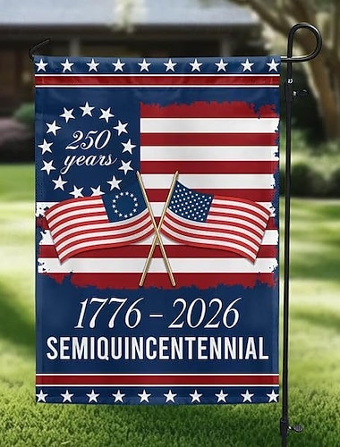  علم حديقة الذكرى السنوية الـ 250 للولايات المتحدة الأمريكية 1776-2026، لافتة عيد ميلاد وطنية أمريكية خارجية للفناء أو الحديقة أو الشرفة أو ديكور يوم الاستقلال