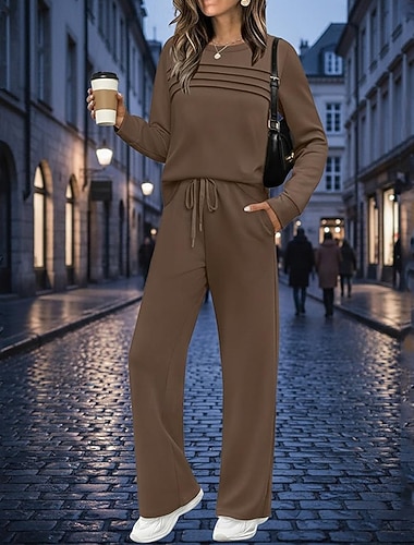 Жен. Комплекты спортивных костюмов с пуловерами Спортивный костюм из двух частей Наряды для отдыха с карманом Однотонный Наборы одежды Осень Темно-серый Черный Тренажерный зал Бег Фитнес Дышащий   Жен. Комплекты спортивных костюмов с пуловерами Спортивный костюм из двух частей Наряды для отдыха с карманом Однотонный Наборы одежды Осень Темно-серый Черный Тренажерный зал Бег Фитнес Дышащий