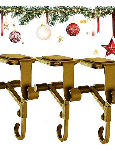  Guirlande de Noël réglable et cintre de bas 2 en 1 cintre de cheminée, support de bas de Noël en métal, sans perçage, convient aux manteaux de 0,5" à 8,5", peut supporter jusqu'à 20 lb