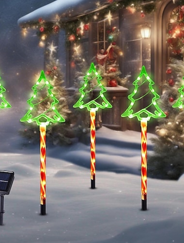  Vánoční solární osvětlení chodníků venkovní dekorace vánoční stromkové cukrové světla vodotěsné LED zahradní světlo pro chodníky dvorek vánoční dekorace