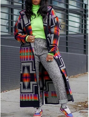 نسائي جاكيت شتوي مريح متنفس جيب طباعة الأمام مفتوح كاجوال هندسي عطلة شارع فضفاض مناسب للبس اليومي الأمام مفتوح طويلة طوي عادي كم طويل ملابس خارجية أسود أصفر الربيع الخريف   نسائي جاكيت شتوي مريح متنفس جيب طباعة الأمام مفتوح كاجوال هندسي عطلة شارع فضفاض مناسب للبس اليومي الأمام مفتوح طويلة طوي عادي كم طويل ملابس خارجية أسود أصفر الربيع الخريف