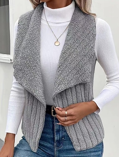  Damen Weste Warm Bequem Reißverschluss Lässig Einfach Urlaub Straße Lässig Alltagskleidung Regulär Umlegekragen Normale Passform Ärmellos Oberbekleidung Schwarz Weiß Blau Herbst Winter