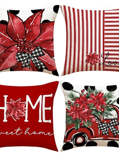  Nieuwe kerstkussenhoezen, minimalistische decoratieve kussens met alfabetprint, vierkante bankkussens voor de feestdagen