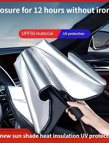  Parasol para parabrisas de coche: bloquea el calor, protege contra los rayos UV y ofrece privacidad, accesorio interior para coches pequeños, cubierta de parabrisas tipo paraguas.