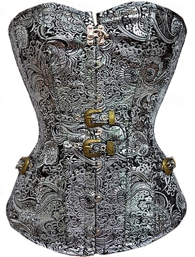  Damen Korsett Shapewear Taillenmieder Formende Unterwäsche Sexy Korsett Gotisch Sexy Blumen Rückenfrei Urlaub Straße Date Ärmellos Korsett Silber Frühling Herbst Figurbetonter Schnitt
