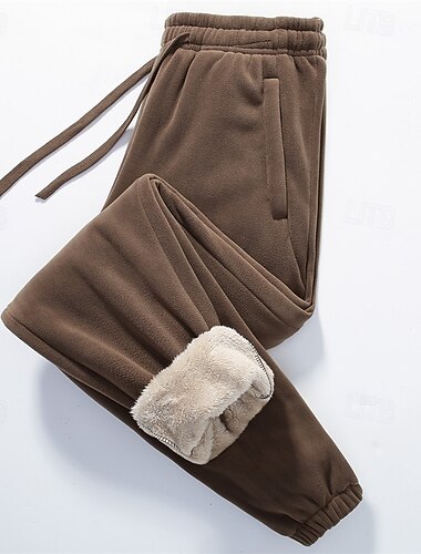  Pánské Tepláky Fleecové kalhoty Běžec Kalhoty Zimní kalhoty Šňůrky Kapsy Elastický pas Bez vzoru Pohodlné Teplý Outdoorové sporty Denní Módní Na běžné nošení Černá Khaki Lehce elastické
