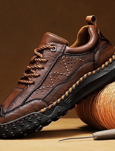  Dunkelbraune Herren-Freizeit-Sneakers zum Schnüren im Freien mit flexibler, rutschfester Sohle für Arbeit, Reisen, Wandern und täglichen Komfort