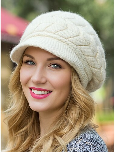  Warm gebreide baret voor dames - zachte kabelgebreide muts, stijlvol en comfortabel, perfect voor kerst- en wintermode, verkrijgbaar in meerdere kleuren