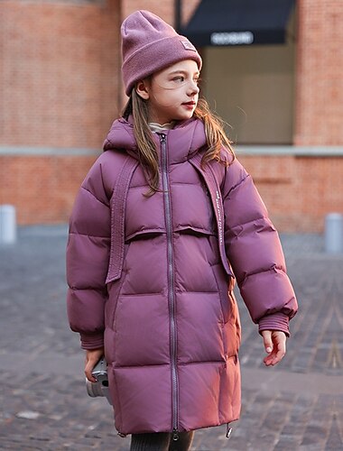 Дети Девочки Пуховик Куртка для активного отдыха Сплошной цвет Мода Сохраняет тепло Защита от ветра на открытом воздухе Пальто Верхняя одежда 4-12 лет Осень Черный Лиловый Зеленый   Дети Девочки Пуховик Куртка для активного отдыха Сплошной цвет Мода Сохраняет тепло Защита от ветра на открытом воздухе Пальто Верхняя одежда 4-12 лет Осень Черный Лиловый Зеленый
