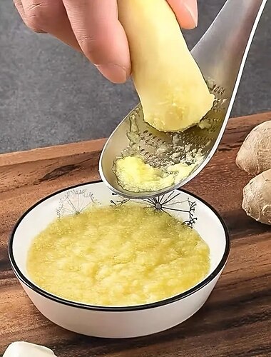  roestvrijstalen gember- en knoflookperslepel - handmatige keukentool voor modder gemakkelijk schoon te maken duurzaam ontwerp efficiënt malen van gember en knoflook gember- en knoflookstamper