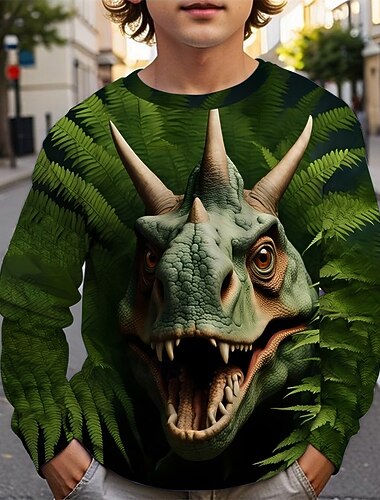  Garçons 3D Dinosaure T-shirt manche longue Printemps Automne Mode Basique Enfants 4-12 ans Col Rond Extérieur Occasionnel Quotidien Coupe régulière